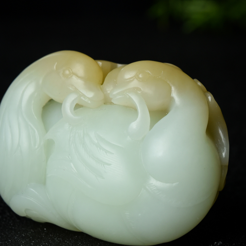 天然和田玉和和美美手把件-红掌柜