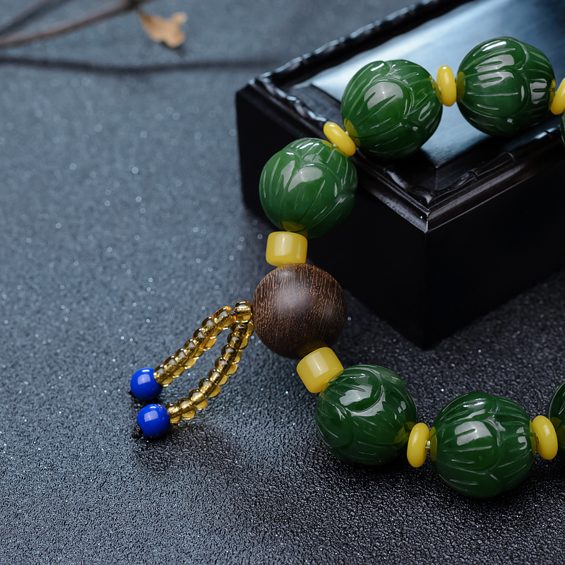 山料和田碧玉手串-红掌柜