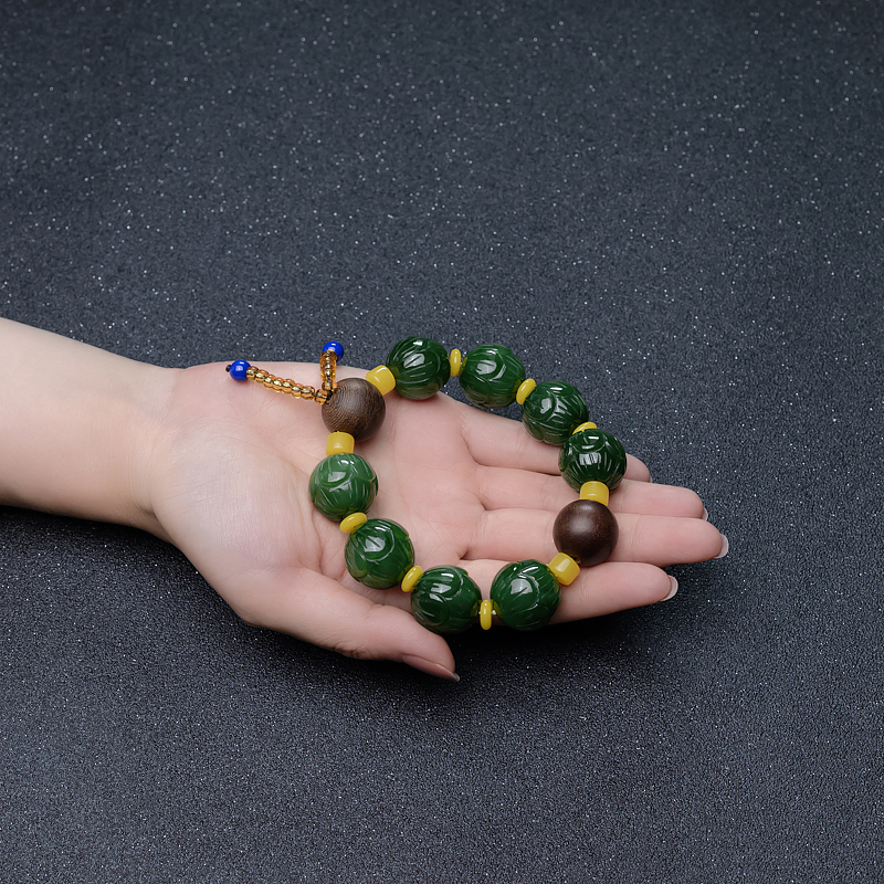 天然和田碧玉手串-红掌柜