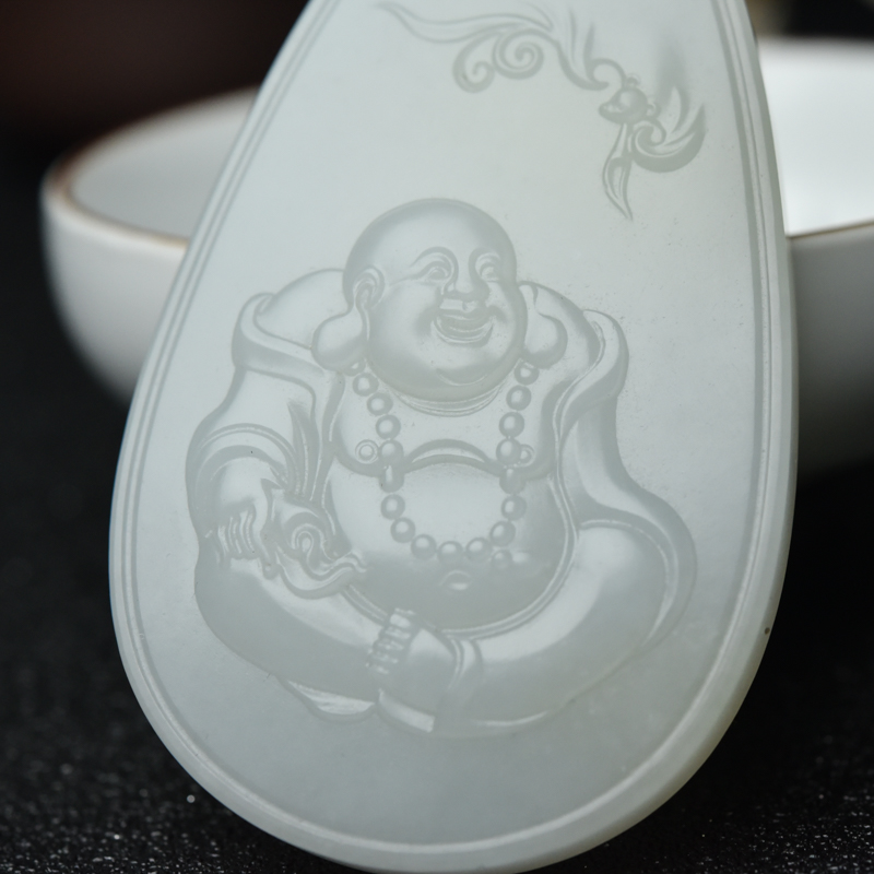 天然山料和田白玉吊坠-红掌柜