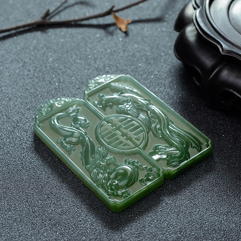 天然山料和田碧玉对牌-红掌柜