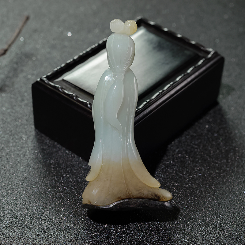 天然和田玉仙女摆件-红掌柜