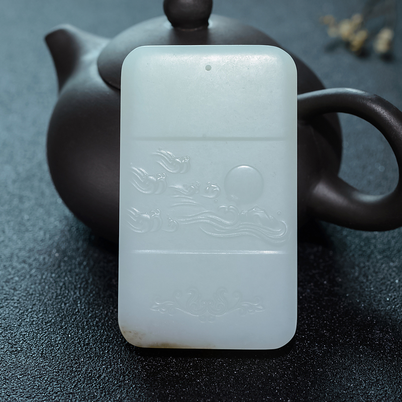 天然山料和田白玉吊坠-红掌柜