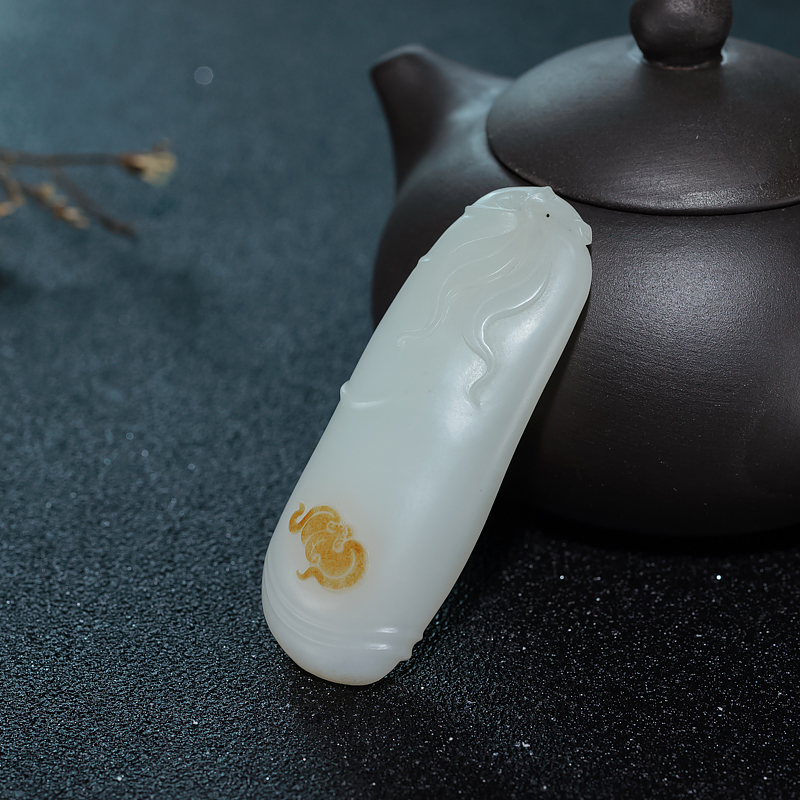 山料和田白玉竹节吊坠-红掌柜