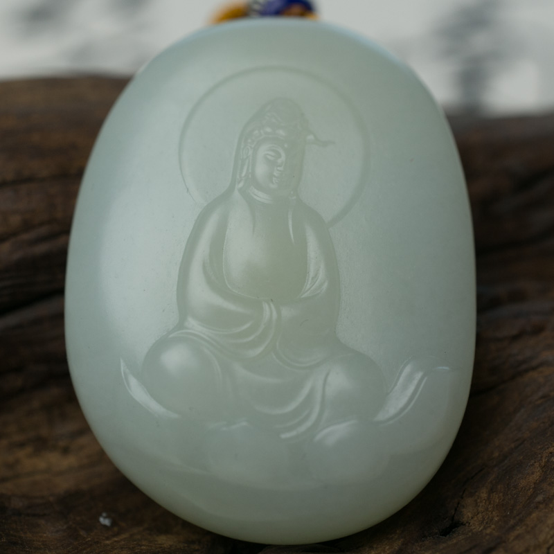 天然山料和田白玉吊坠-红掌柜