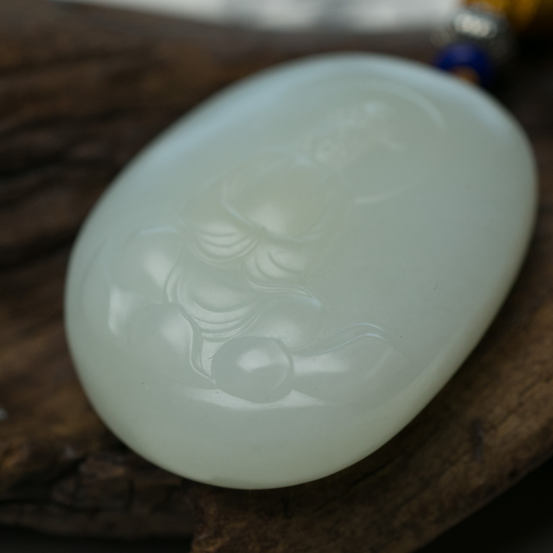 和田白玉观音吊坠-红掌柜