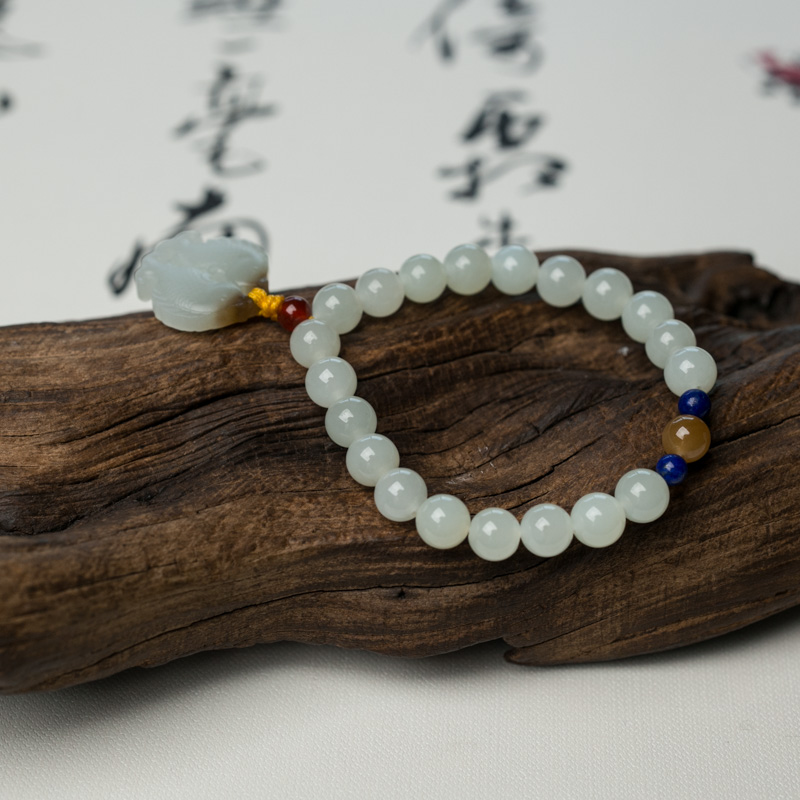 天然山料和田白玉手串-红掌柜