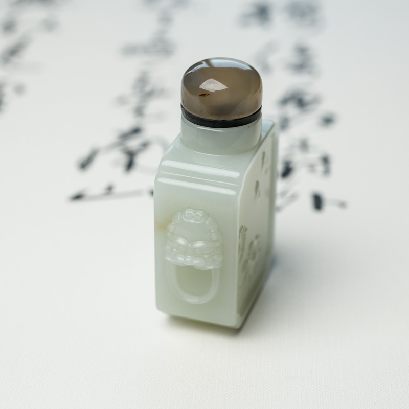 天然和田白玉鼻烟壶-红掌柜