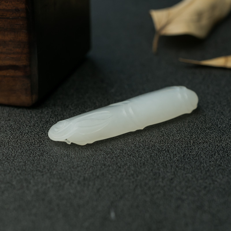 山料和田白玉竹节吊坠-红掌柜