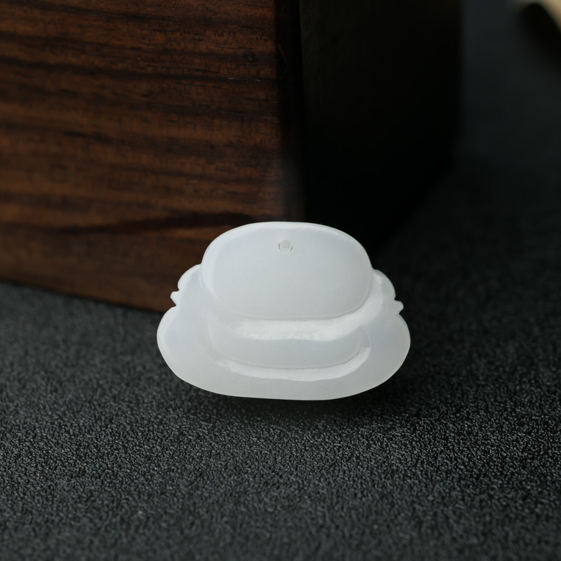 青海天然和田白玉弥勒佛吊坠-红掌柜