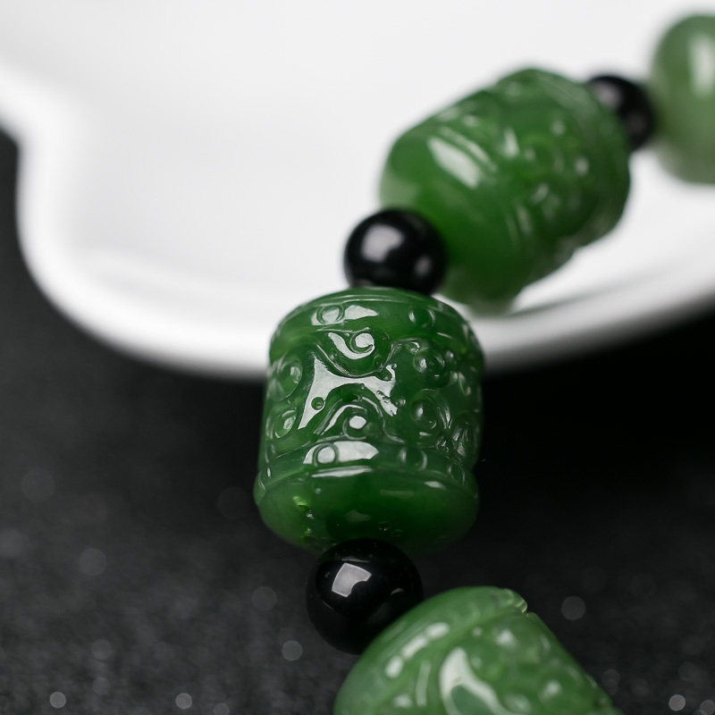 天然和田玉桶珠手串-红掌柜