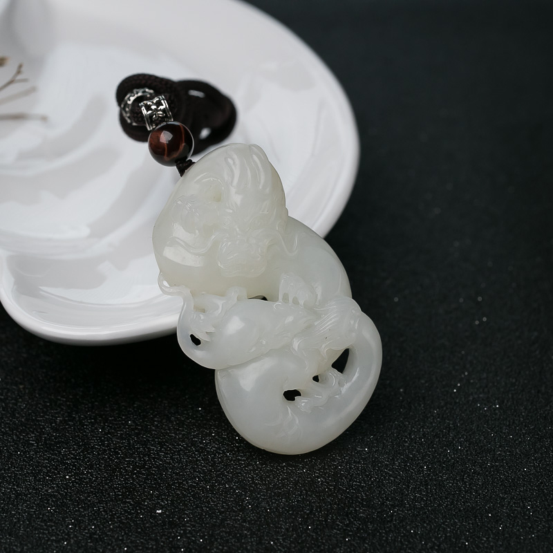 山料和田玉龙吊坠-红掌柜