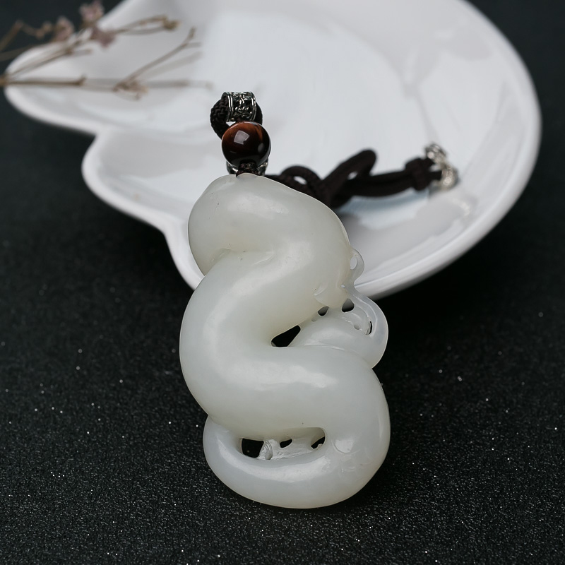 天然和田玉龙吊坠-红掌柜