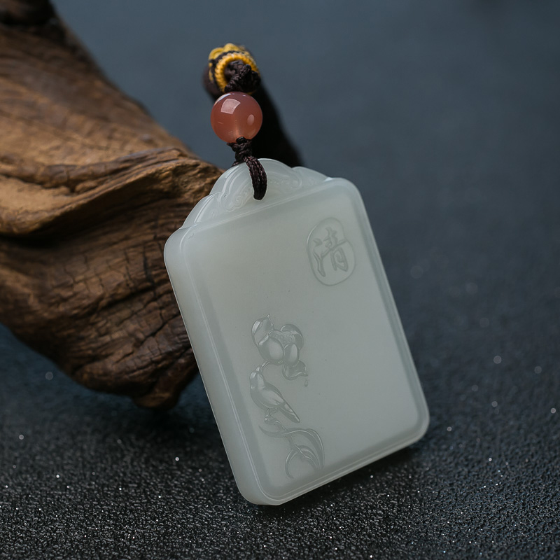 山料和田玉蝶恋花吊坠-红掌柜