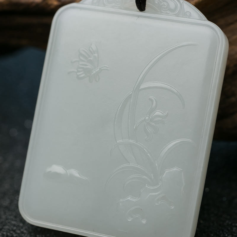 天然和田玉蝶恋花吊坠-红掌柜