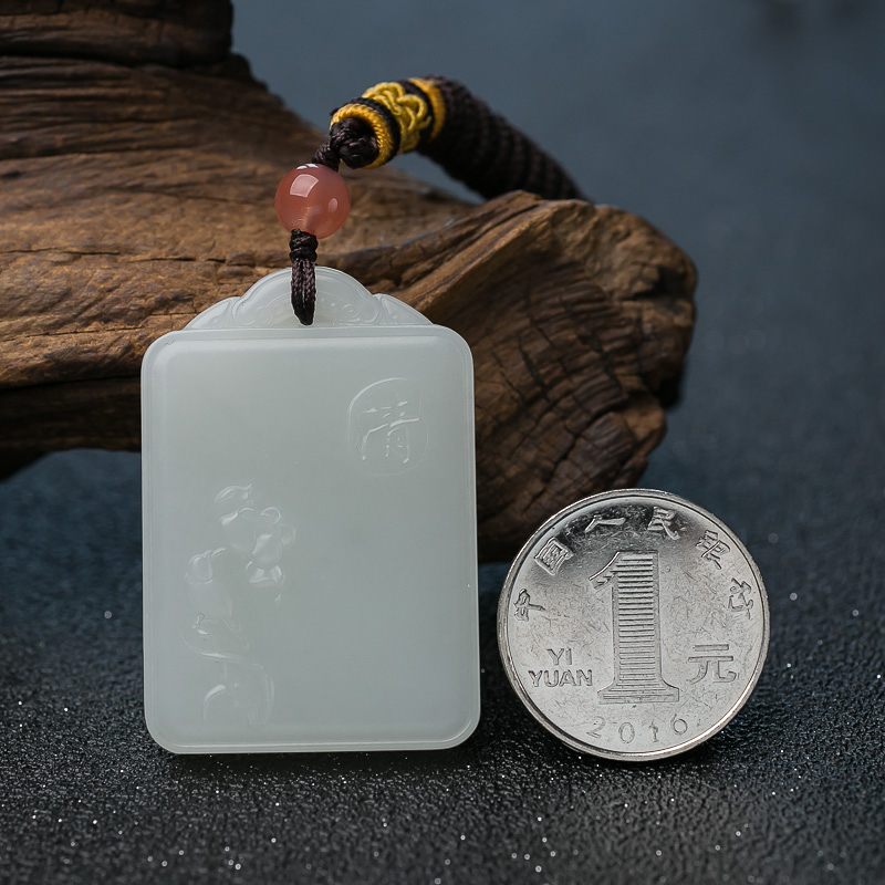 俄罗斯和田玉蝶恋花吊坠-红掌柜