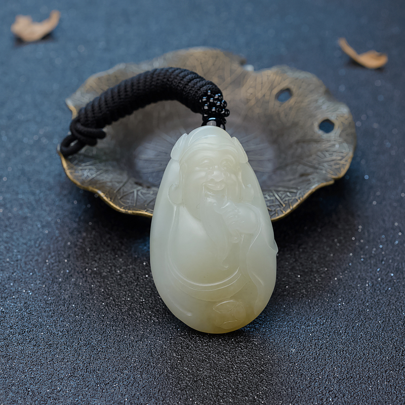 山料俏色和田玉财神吊坠-红掌柜