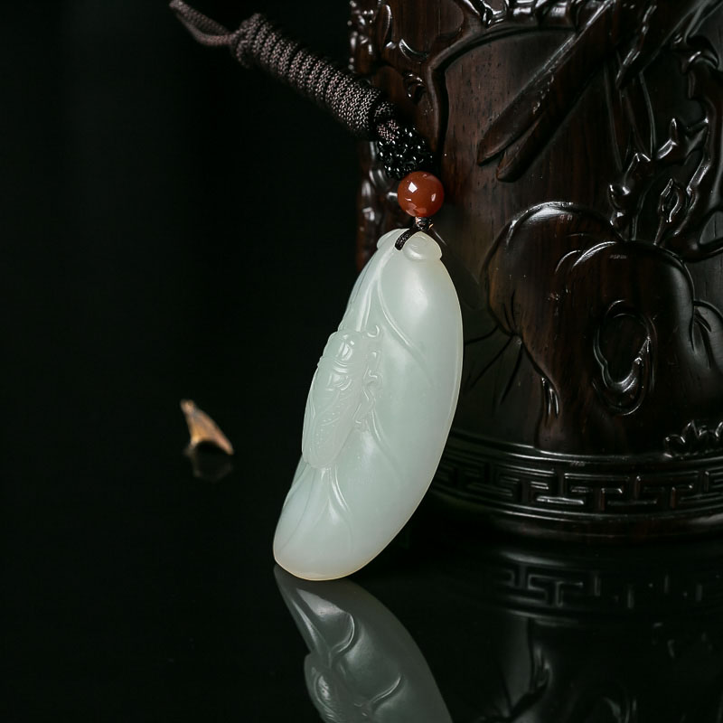 和田白玉金枝玉叶吊坠-红掌柜