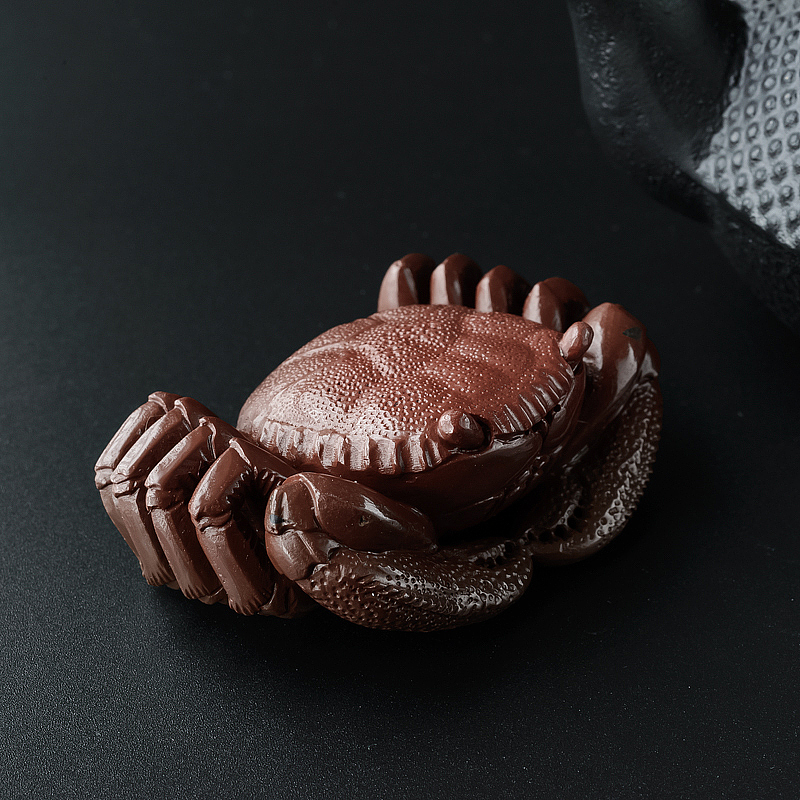 阿拉善咖啡色玛瑙螃蟹摆件-红掌柜