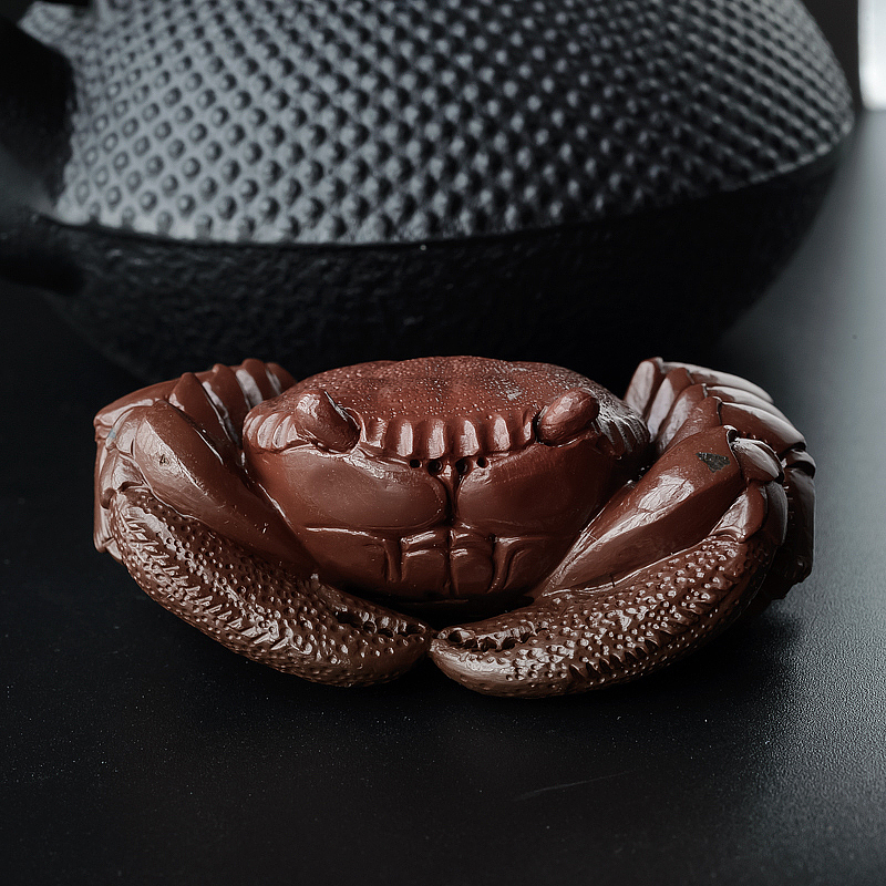 咖啡色玛瑙螃蟹摆件-红掌柜