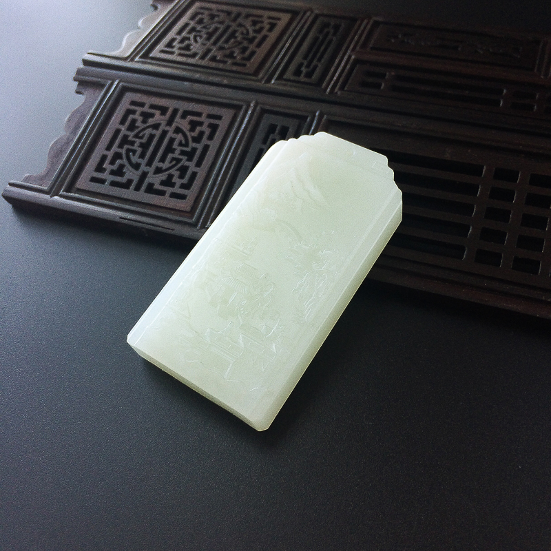 和田玉山水牌-红掌柜