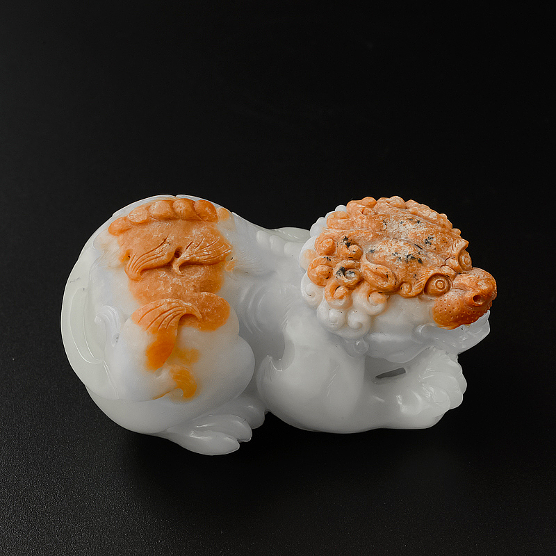 和田玉狮子摆件-红掌柜