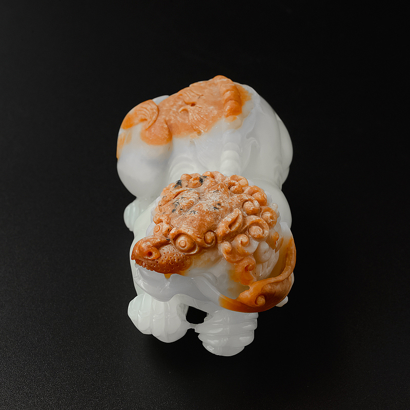 和田玉狮子摆件-红掌柜