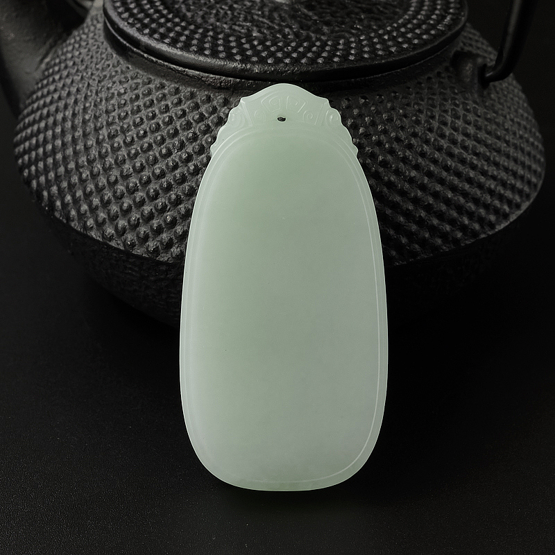 和田白玉平安无事牌-红掌柜