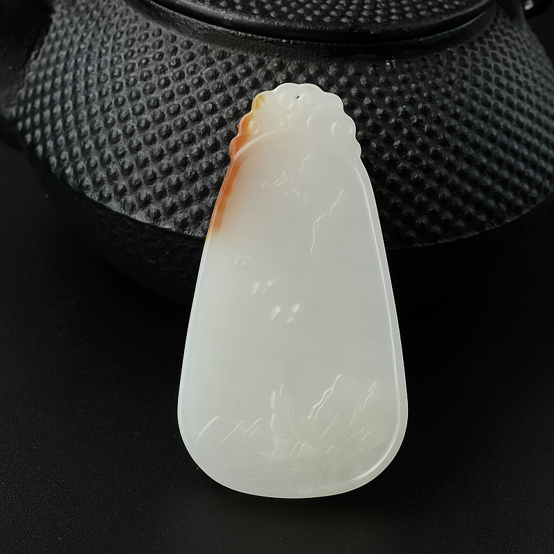 和田玉一帆风顺吊坠-红掌柜