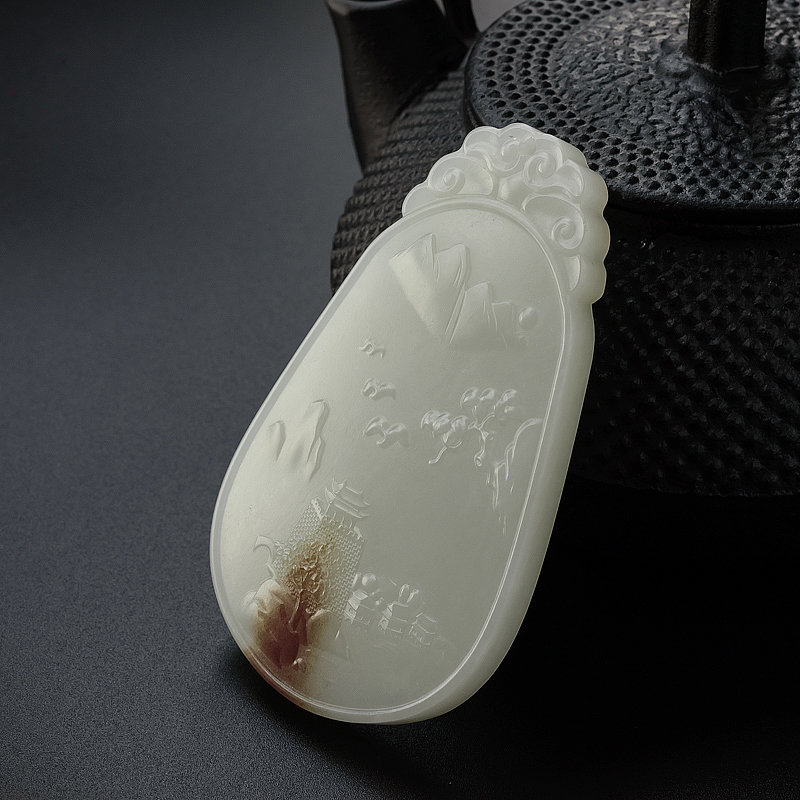 和田玉山水吊坠-红掌柜