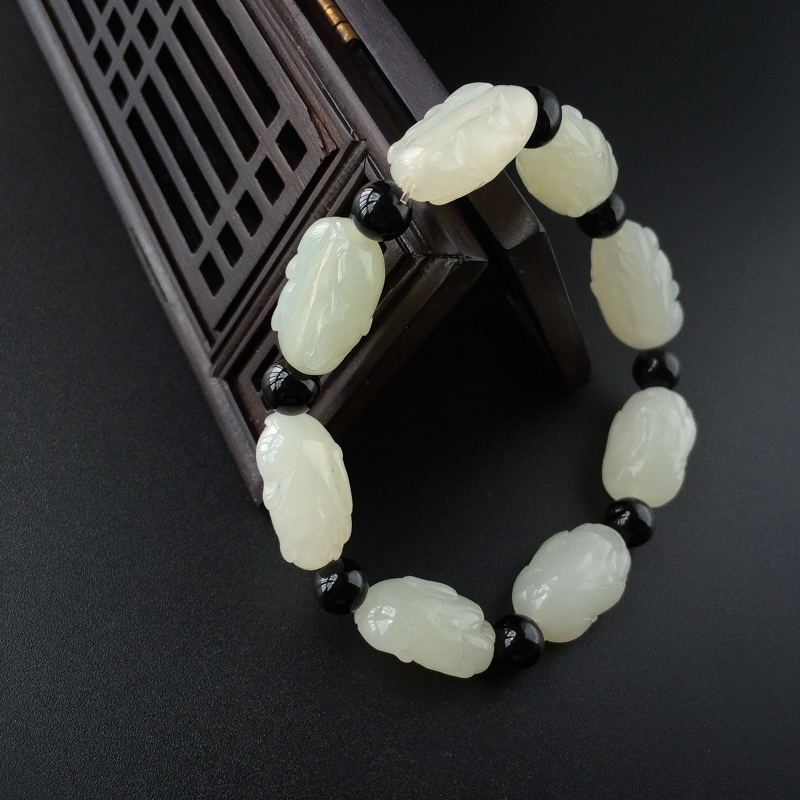 俄料和田玉貔貅手串-红掌柜