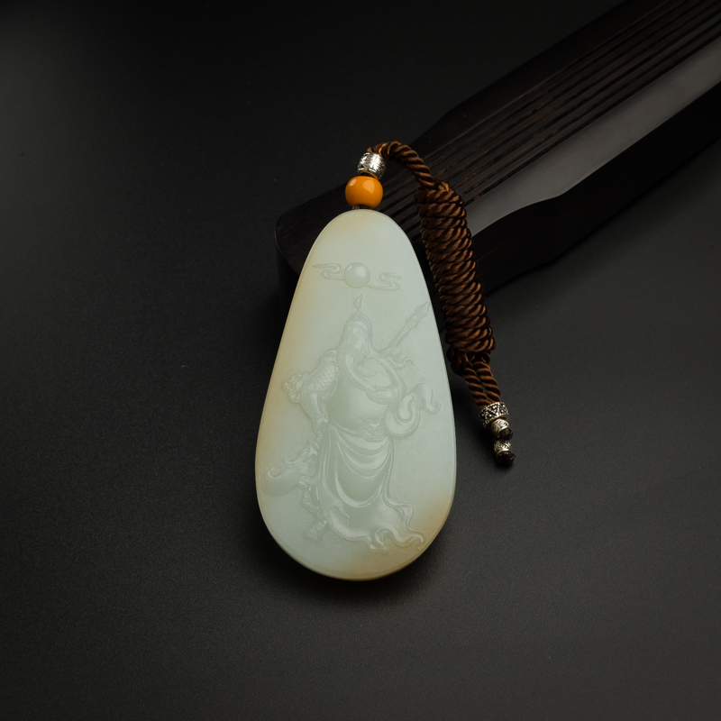 和田玉关公吊坠-红掌柜