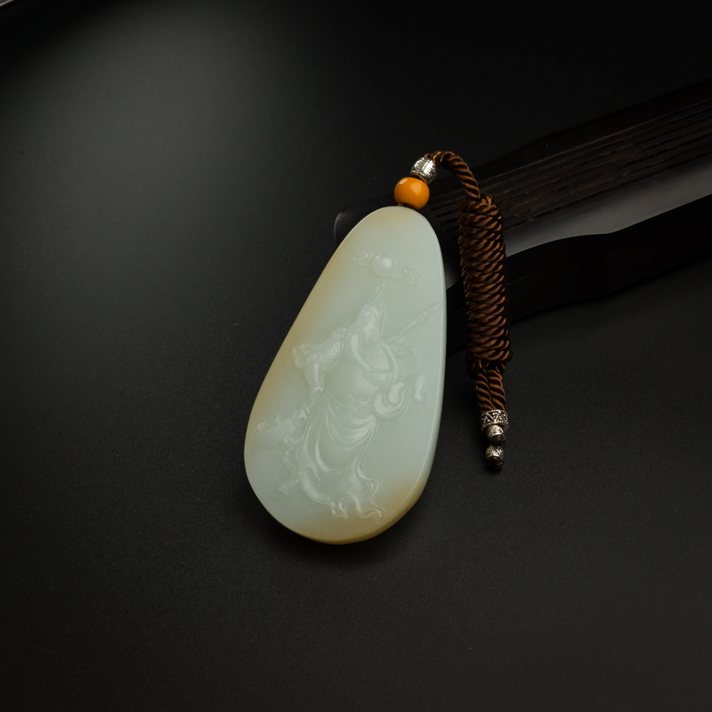 和田玉关公挂坠-红掌柜