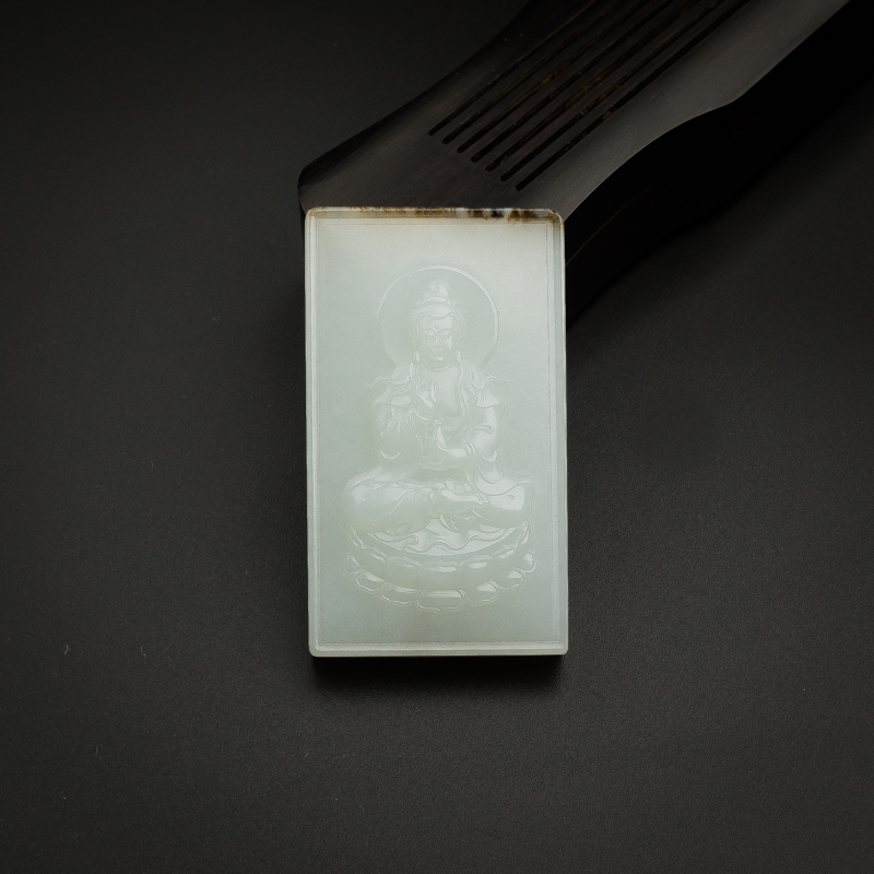 和田玉观音牌吊坠-红掌柜