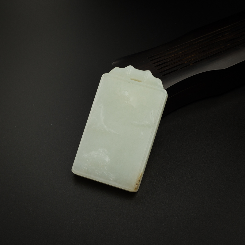 和田玉山水牌挂坠-红掌柜