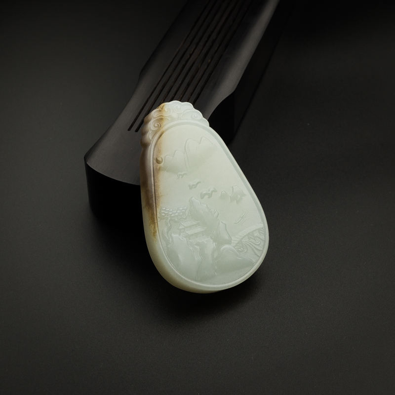 和田玉山水挂坠-红掌柜