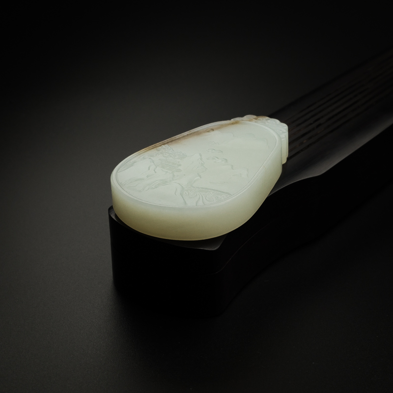 天然和田玉山水吊坠-红掌柜