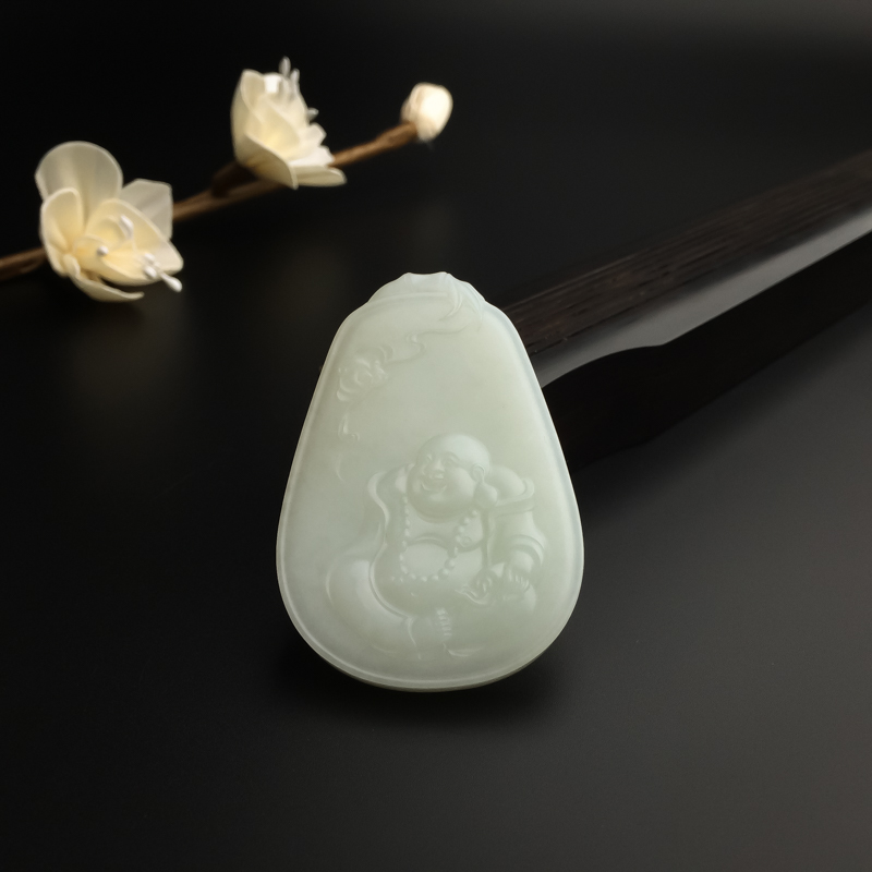 和田玉弥勒佛吊坠-红掌柜