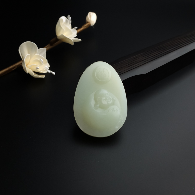 和田玉弥勒佛吊坠-红掌柜