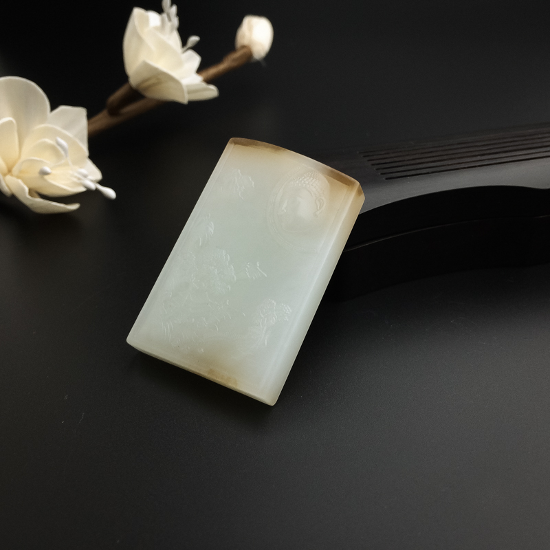 和田玉佛光普照挂坠-红掌柜