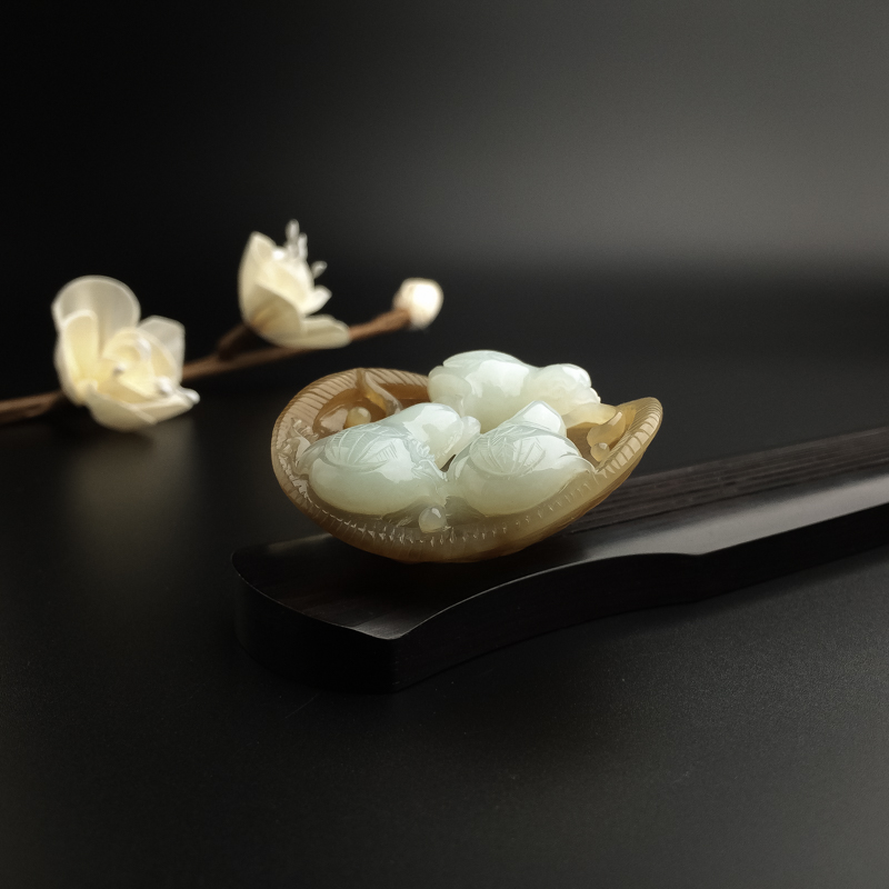 俄料和田玉连升三级摆件-红掌柜