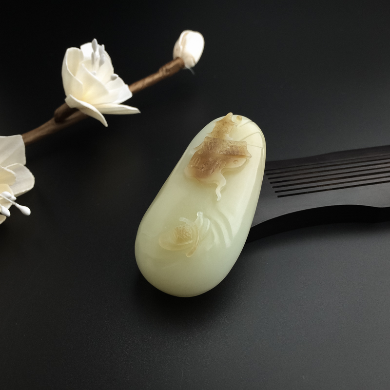 和田玉山水挂坠-红掌柜