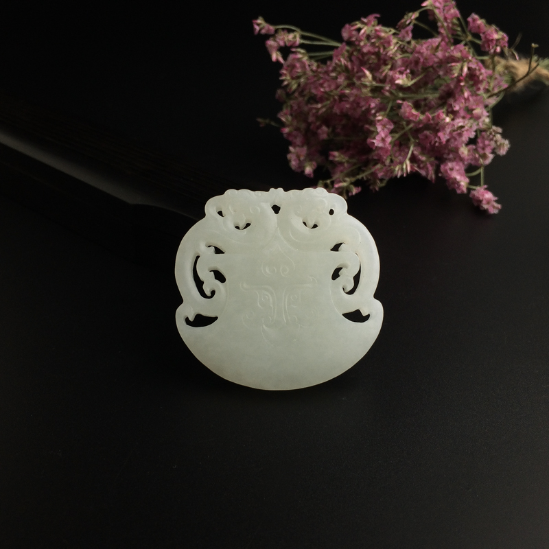 和田玉双龙吊坠 - 红掌柜