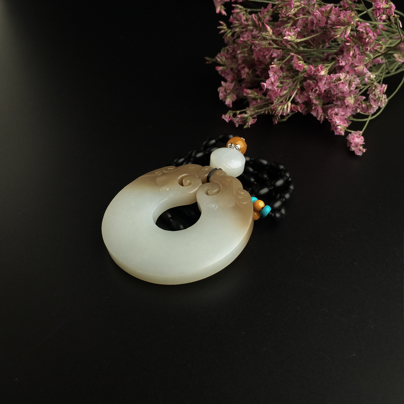 和田玉双龙扣吊坠 - 红掌柜