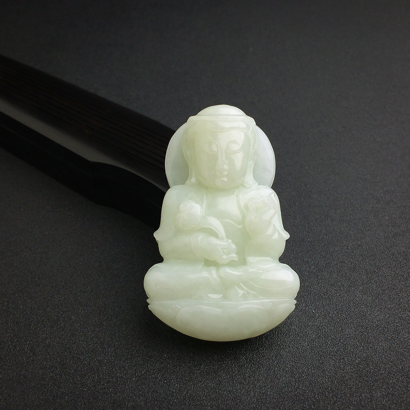 新疆天然山料和田白玉观音吊坠 - 红掌柜
