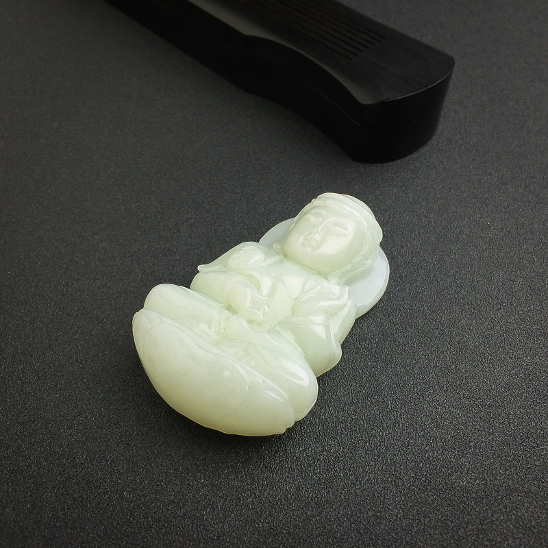 新疆和田白玉观音吊坠 - 红掌柜