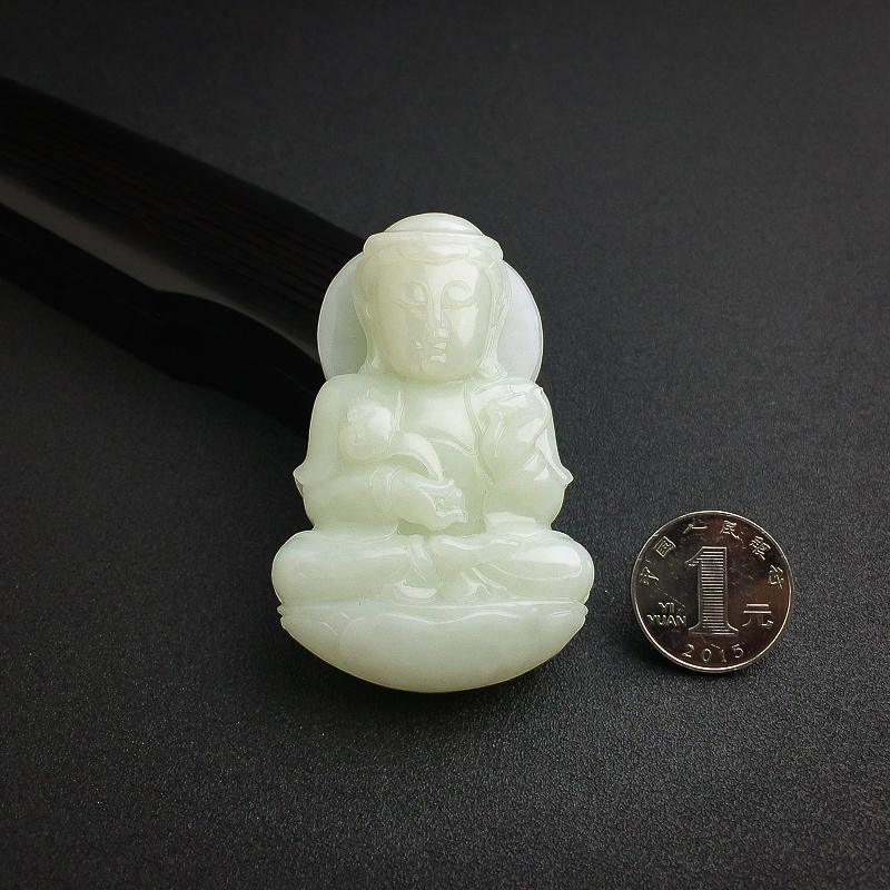 天然和田白玉观音吊坠 - 红掌柜