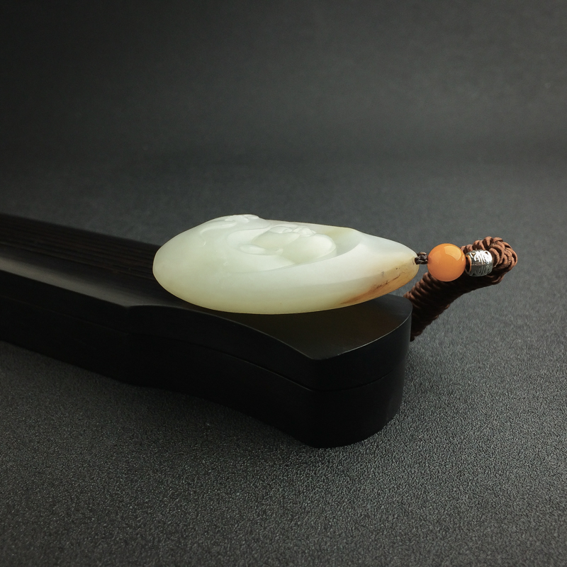 新疆和田白玉弥勒佛吊坠 - 红掌柜