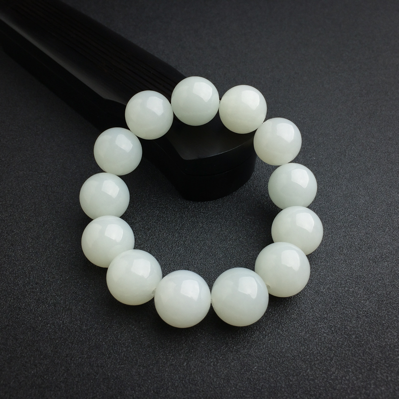 新疆天然山料和田白玉手串 - 红掌柜