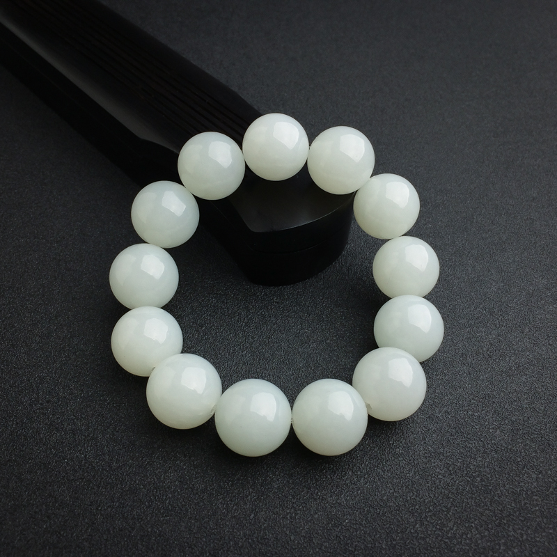 新疆天然山料和田玉手串 - 红掌柜